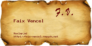 Faix Vencel névjegykártya